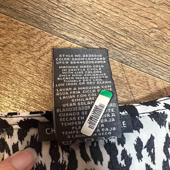 Chelsea & Theodore Snow Leopard Print Blouse — Black & White, Women’s L/G - Picture 7 of 7